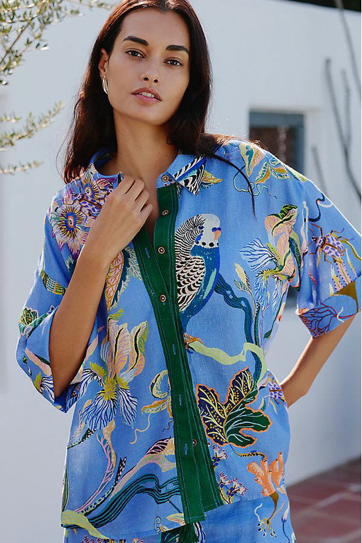 Celandine x Sarah Gordon Linen-Blend Buttondown Shirt