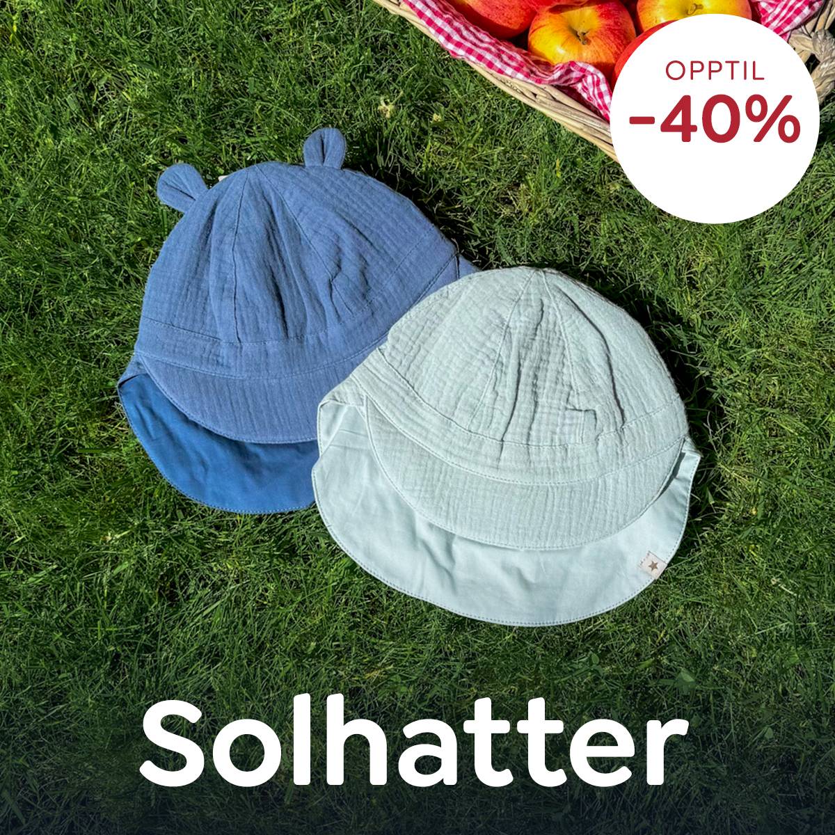 Solhatter og sommerhatter til barn på salg – opptil 40% rabatt på solbeskyttelse til små og store barn.