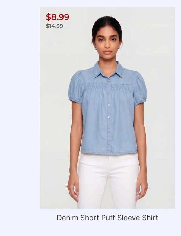 Shop Denim Short Puff Sleeve Shirt