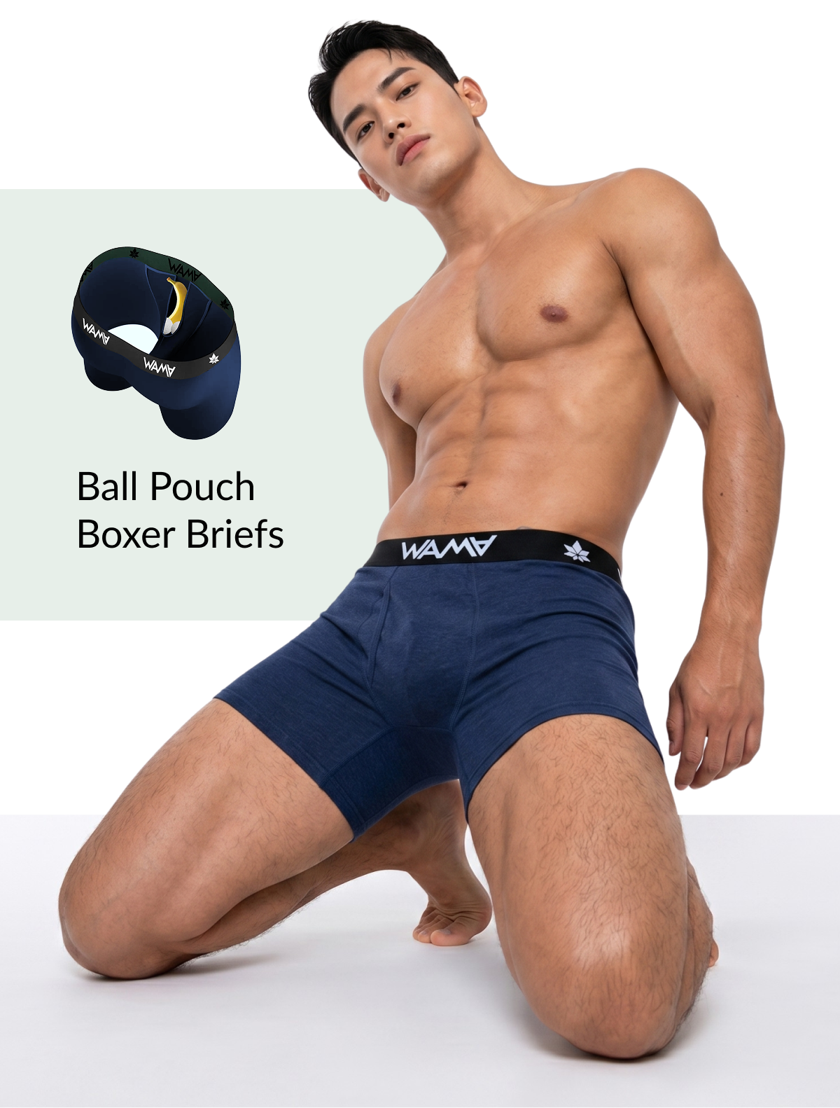 NEW Color Navy Ball Pouch Boxer Briefs