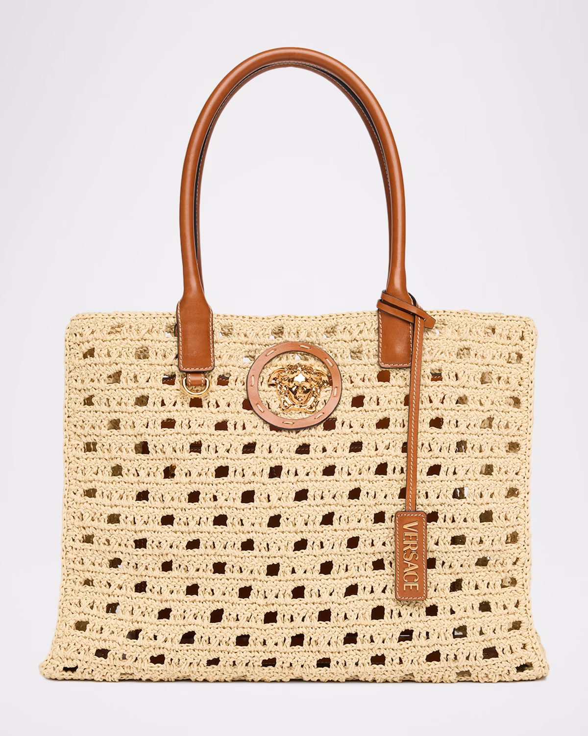 La Medusa Large Crochet Raffia Tote Bag