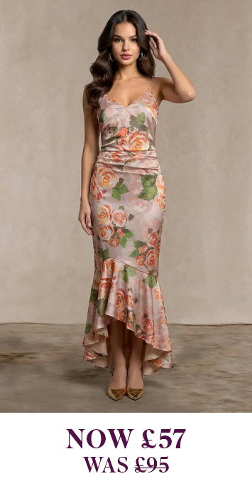 Sleeveless Floral Print Ruffle Midi Dress in Pink