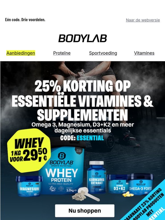Nu 25% op voedingsstoffen + 23% op BODYLAB 🤑