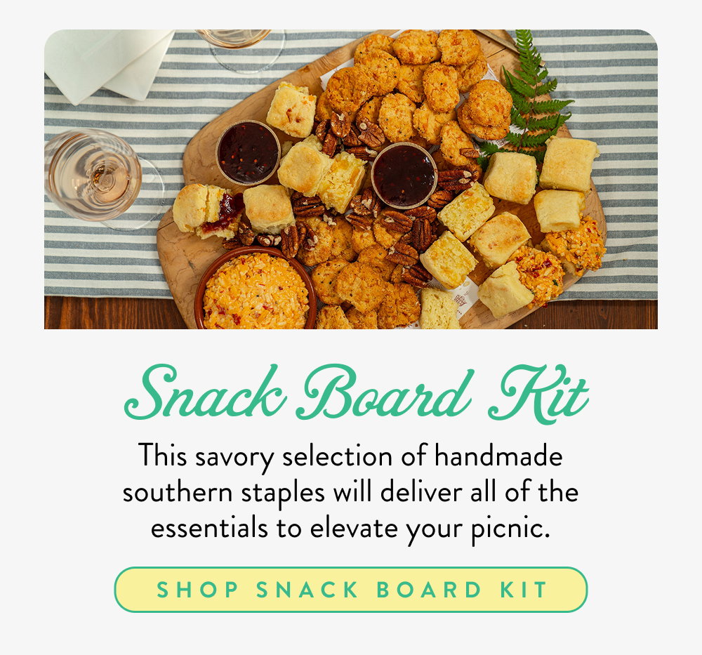 Snack Board Kit. This savory selection of handmade southern staples will deliver all of the essentials to elevate your picnic.