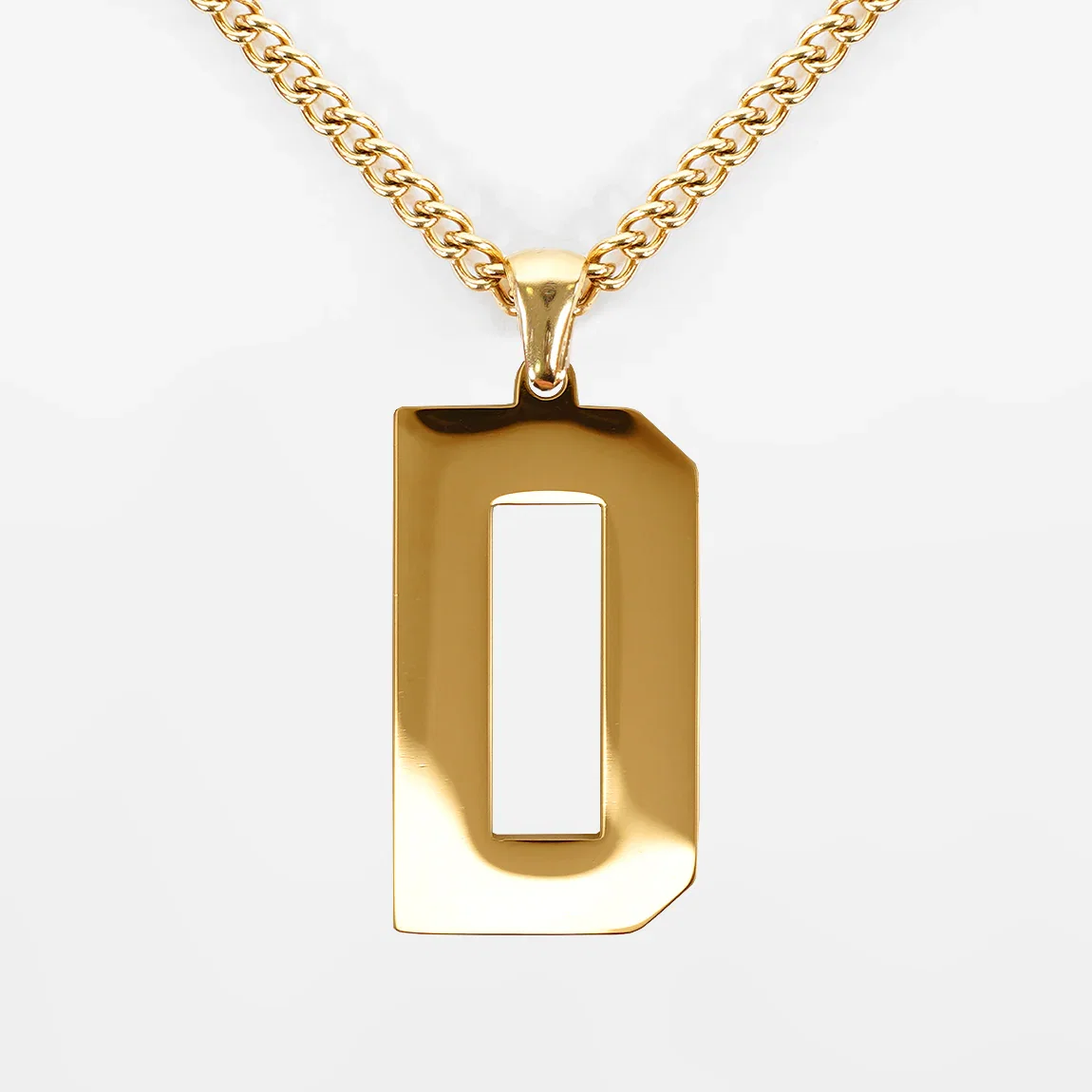 Image of D Letter Pendant with Chain Necklace - Gold Plated Stainless Steel