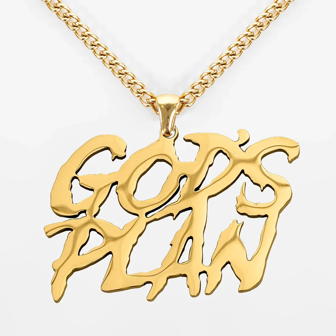 Image of God's Plan Pendant with Chain Necklace - Gold Plated Stainless Steel