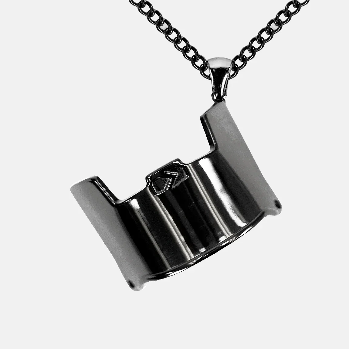 Image of Helmet Visor Pendant with Chain Necklace - Black Stainless Steel
