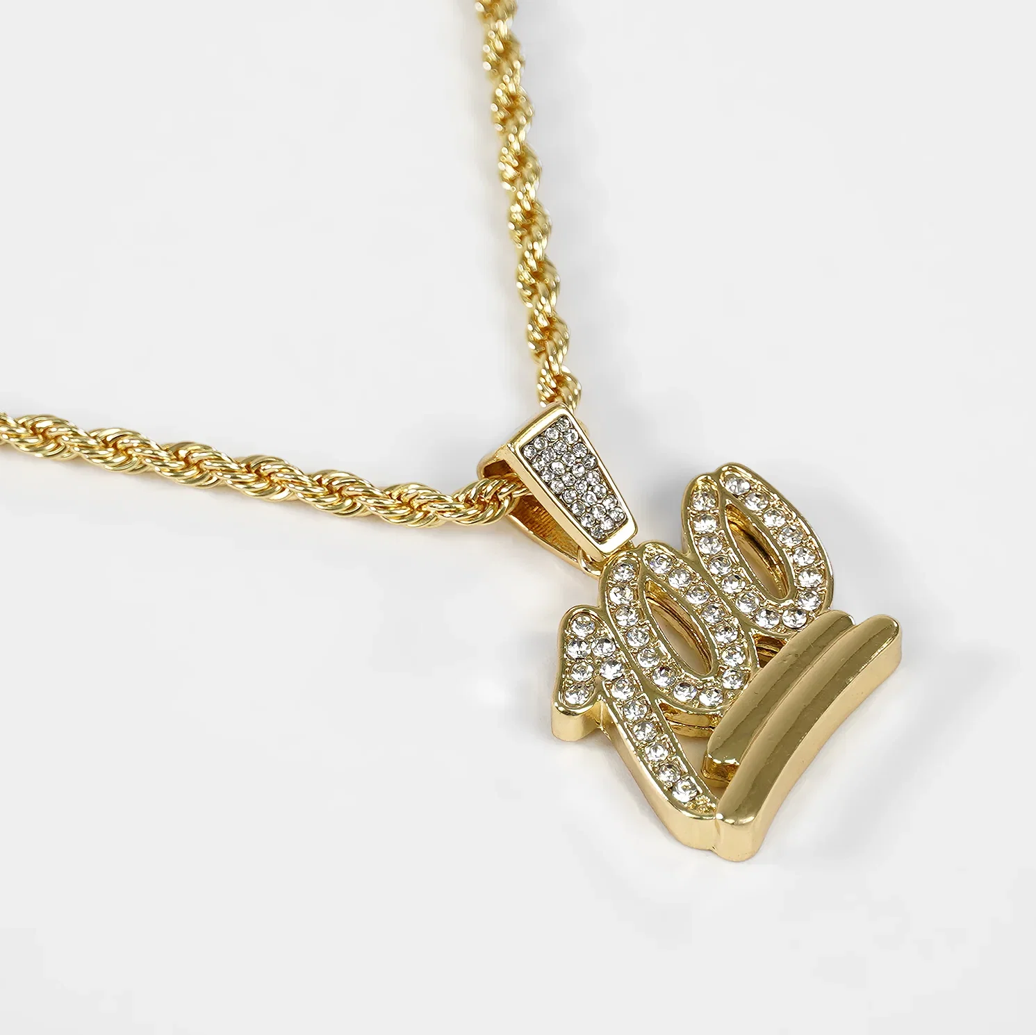 Image of Iced Out 100 Emoticon Pendant with 3mm Rope Chain