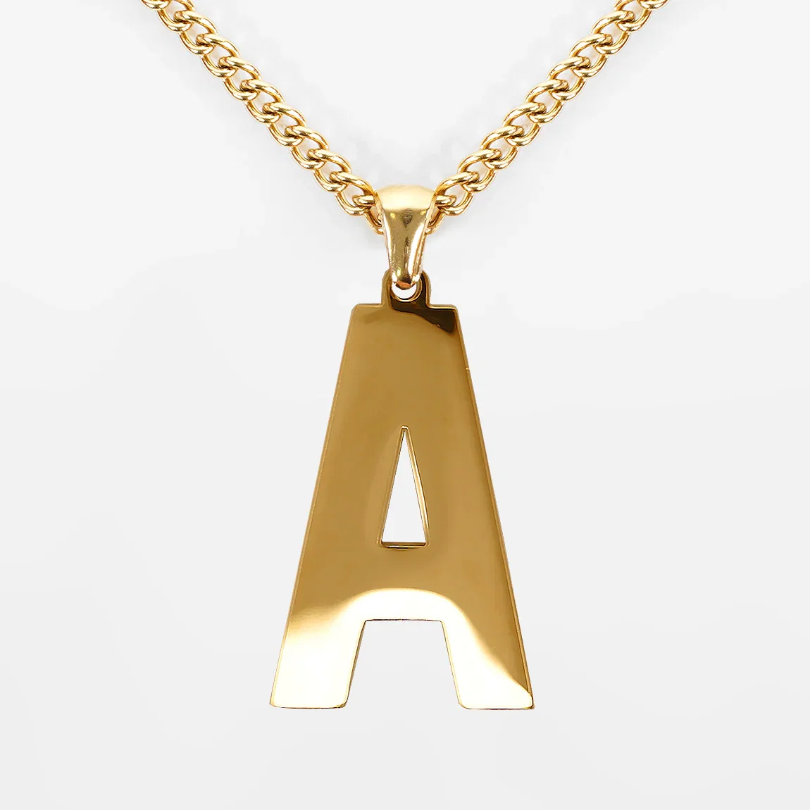 Image of A Letter Pendant with Chain Necklace - Gold Plated Stainless Steel