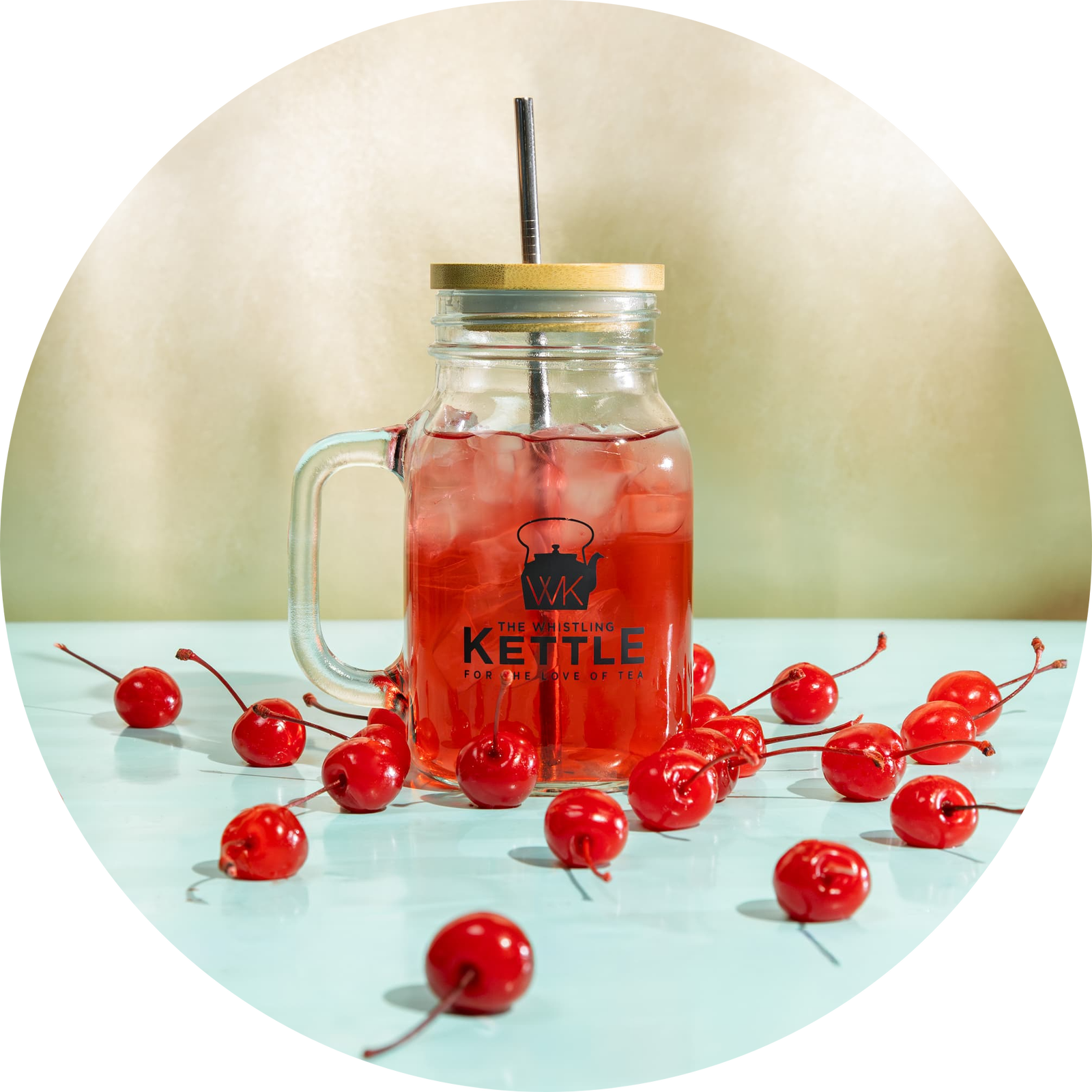 Cherry Bomb iced tea with a cherry on top