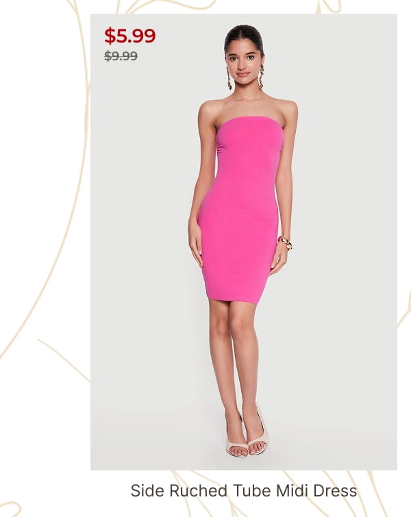 Shop Side Ruched Tube Midi Dress