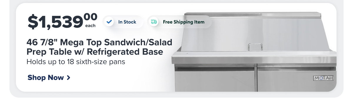 MoTak MST-48-18-X 46 7/8" Mega Top Sandwich/Salad Prep Table w/ Refrigerated Base, 115v