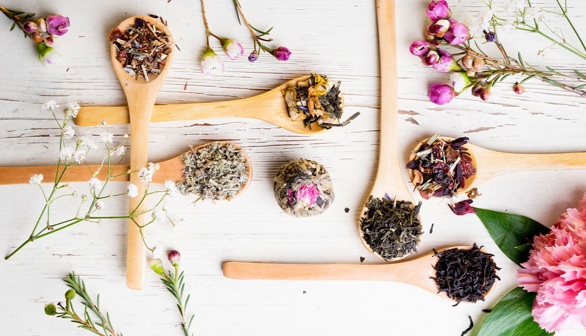 Herbs on spoons