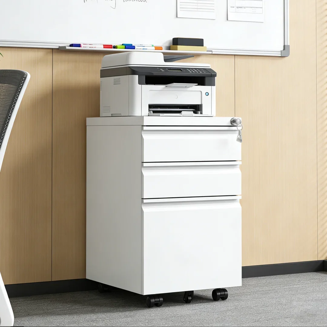 14.6"W Fully Assembled 3-Drawer Metal Filing Cabinets with Lock for Home Office,Legal/Letter Compatible-Wheel requires assembly 