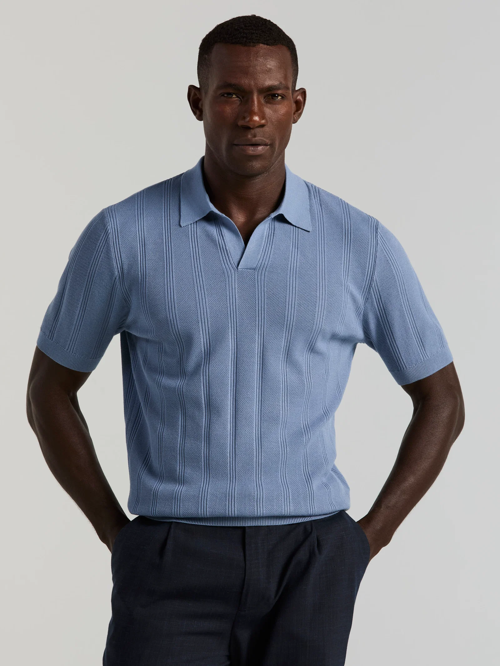 Mesh Stripe Sweater Polo Mesh Stripe Sweater Polo