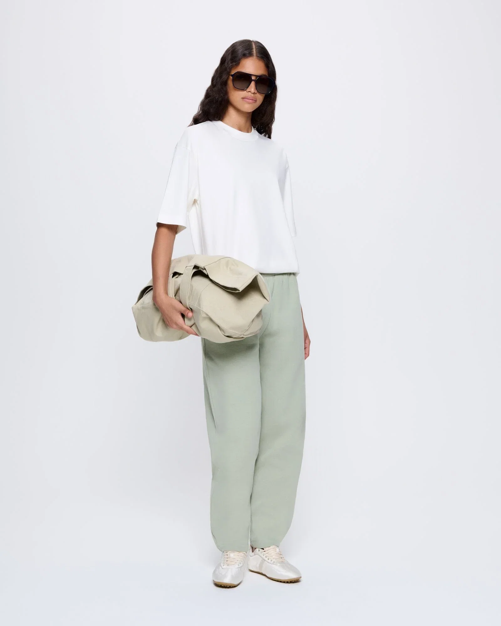 Image of Womens DNA Barrel-Leg Track Pants—moss green