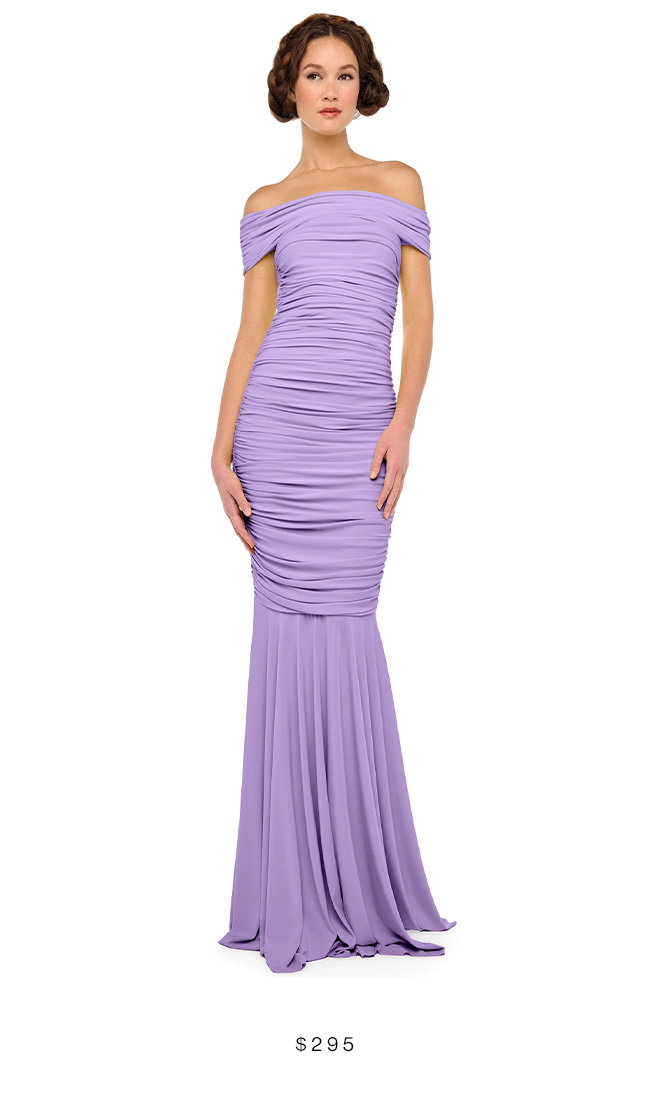 SLEEVELESS COWL NECK SIDE SHIRRED FISHTAIL GOWN