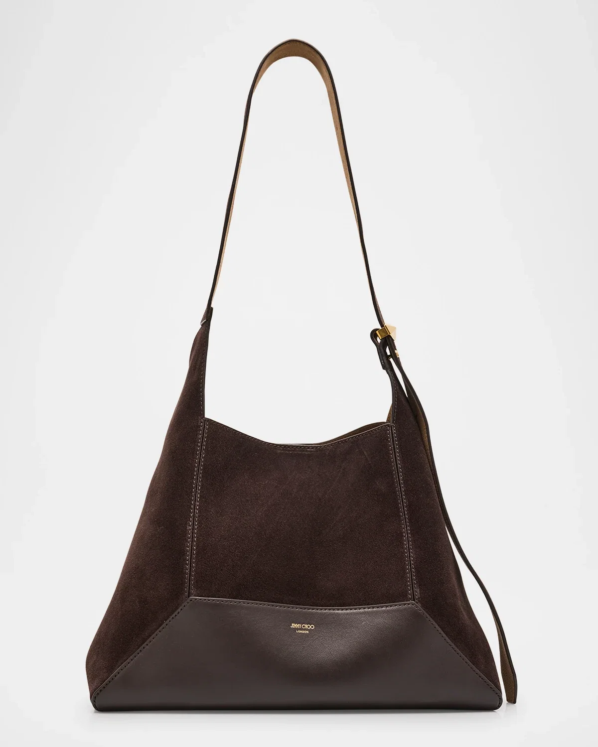 Medium Diamond Brown Suede & Leather Hobo Bag