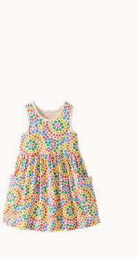 Sleeveless Playground Dress with Pockets | Swirly Floral on Ecru
