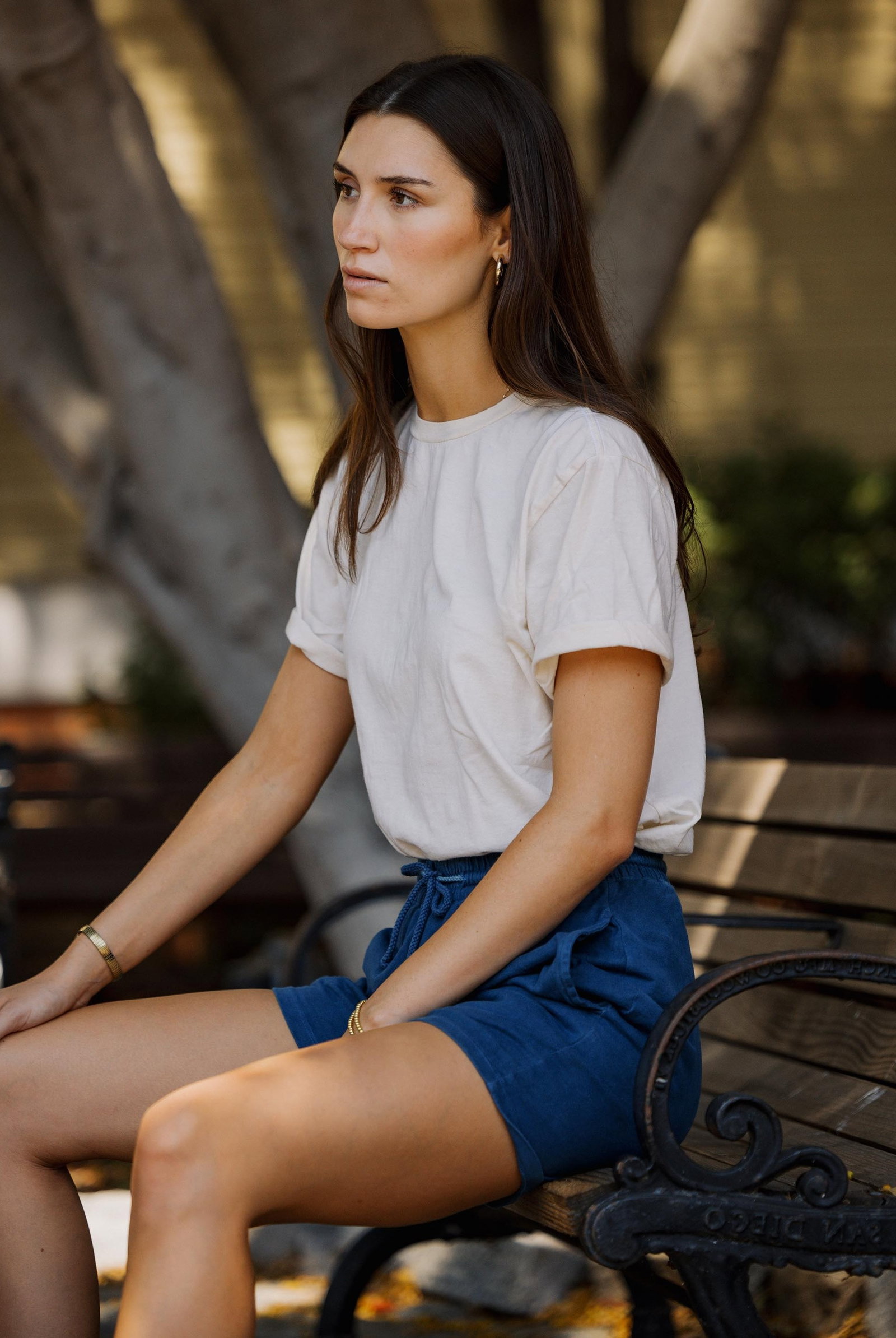 womens indigo shorts
