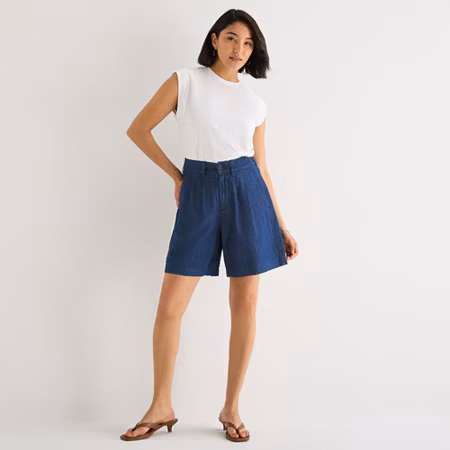 Image of a.n.a Womens 7 High Rise Tailored Denim Short