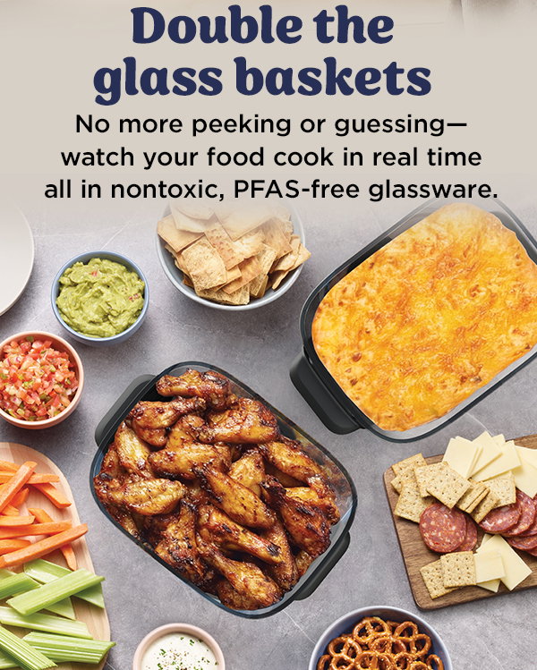 No more peeking or guessing -- watch your food cook in real time all in nontoxic, PFAS-free glassware.