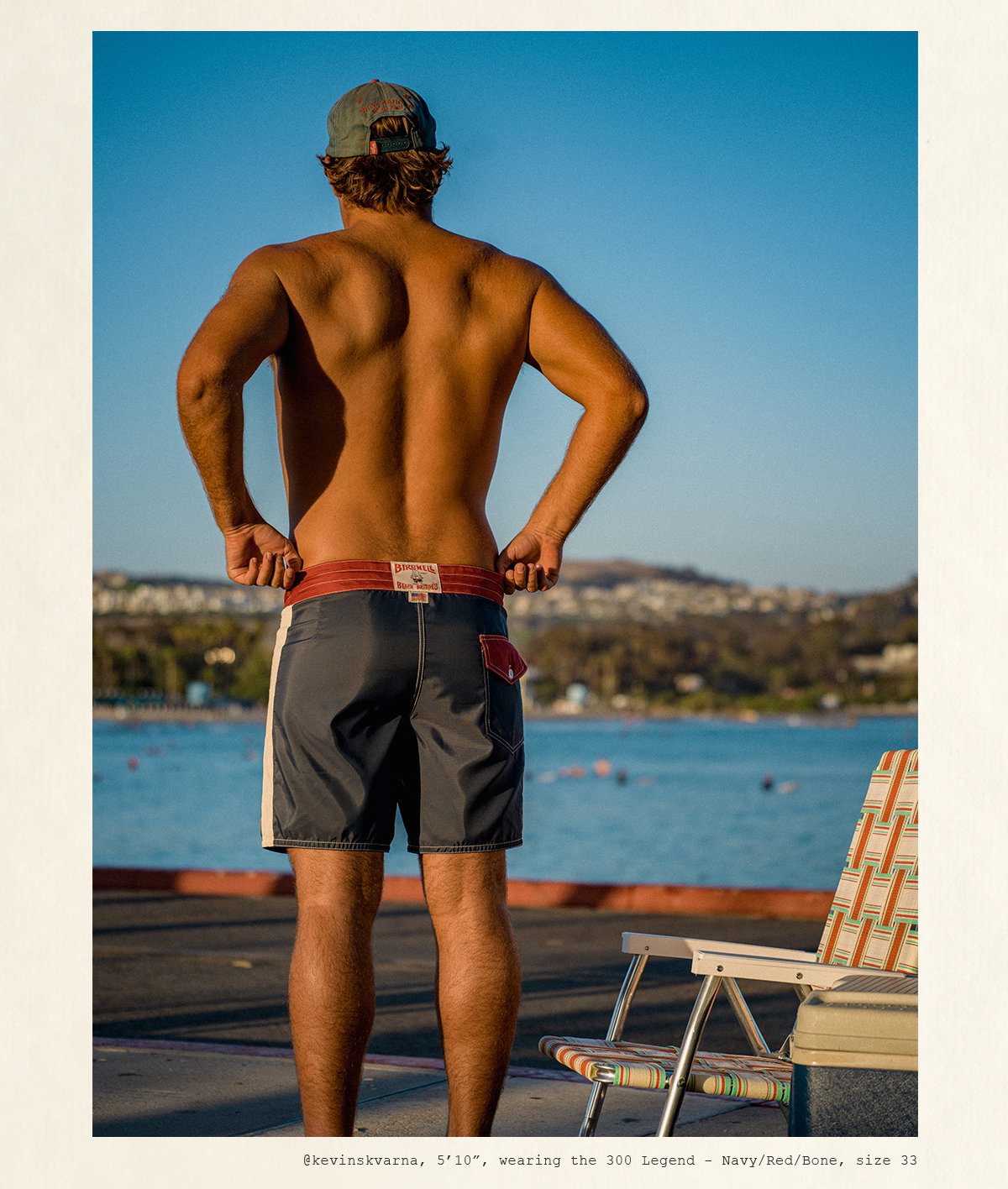 Kevin Skvarna, 5'10", wearing the 300 Legend - Navy/Red/Bone, size 33
