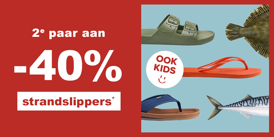 2e paar aan -40% strandslippers*