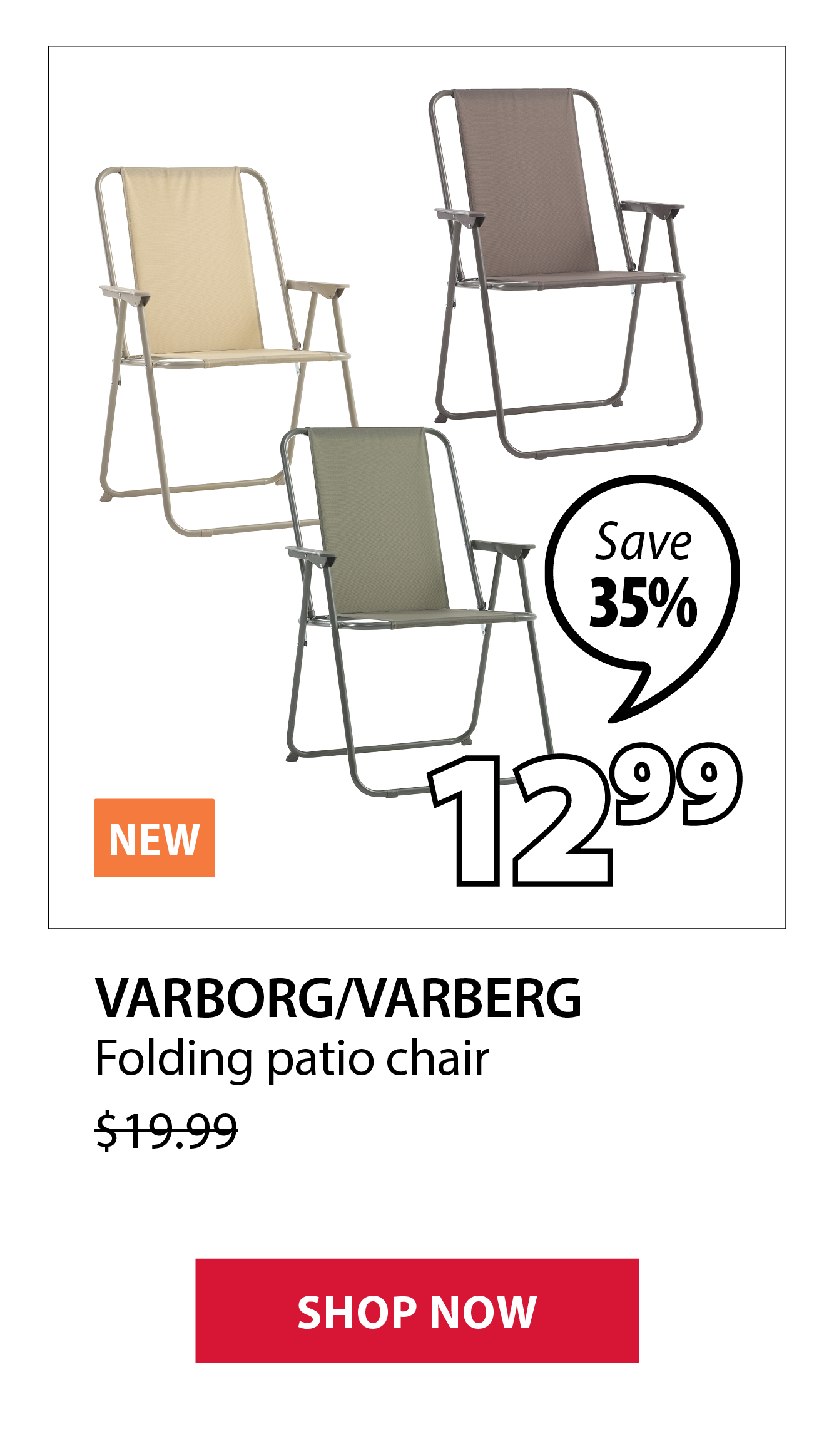 VARBORG/VARBERG Folding patio chair | Save 35%