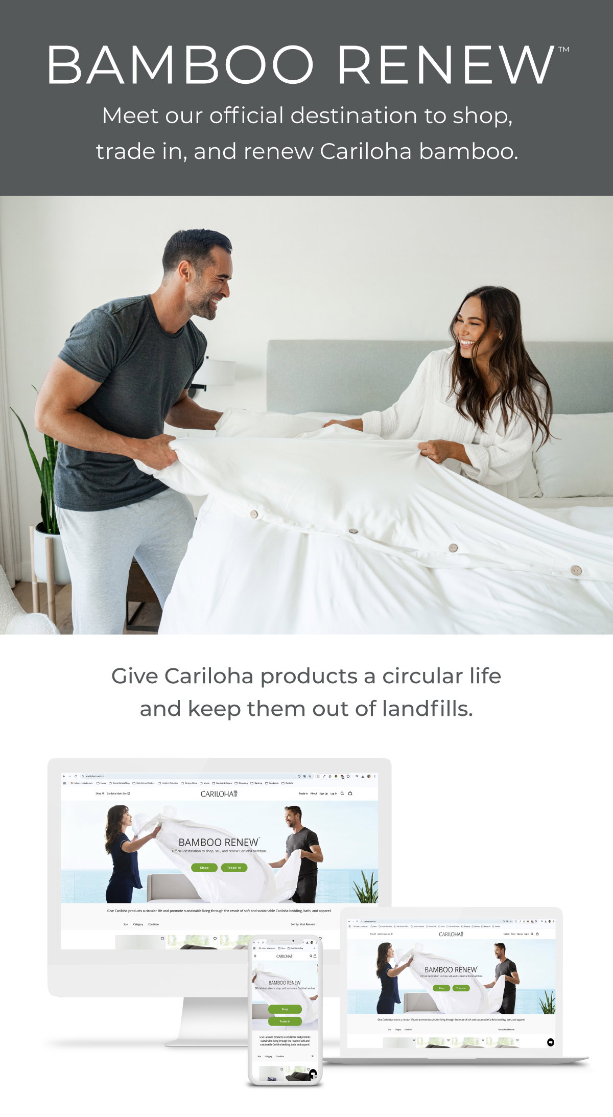 Bamboo RenewTM -- Meet our official destination to shop, trade in, and renew Cariloha bamboo.