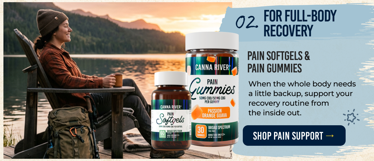 02. For Full-Body Recovery Pain Softgels & Pain Gummies When the whole body needs a little backup, support your recovery routine from the inside out. shop Pain Support →
