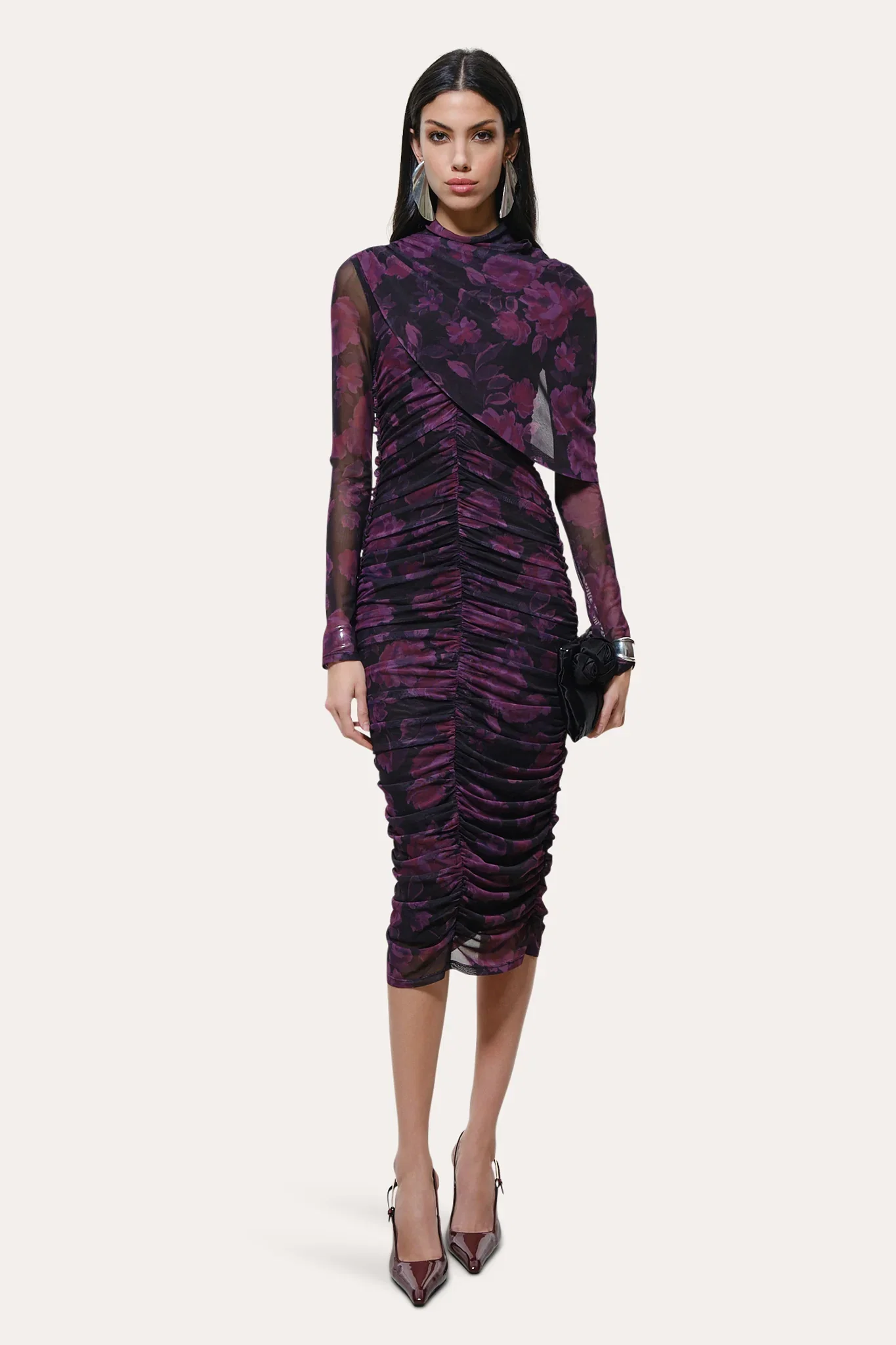 Image of Georgia Ruched Mesh Dress