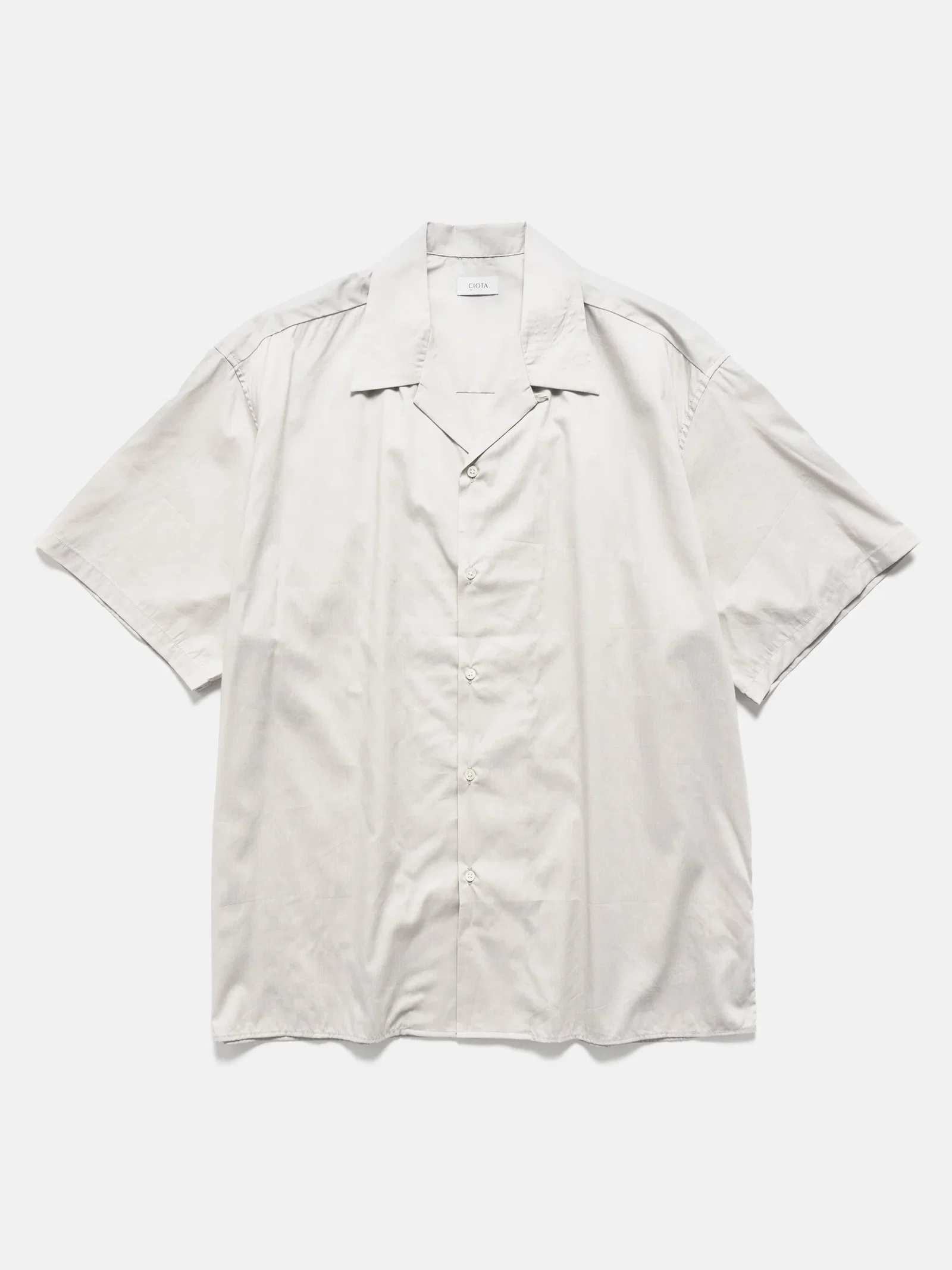Image of Open Collar Short Sleeve Shirt Light Gray