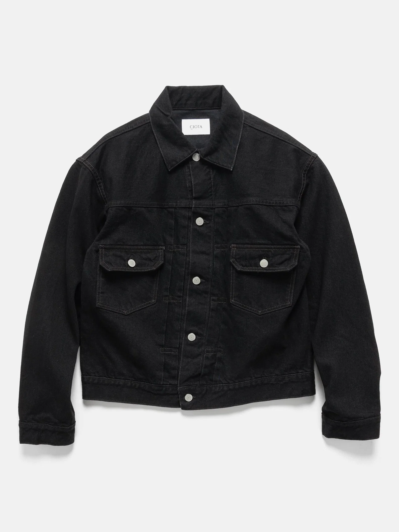 Image of Double Pocket Denim Jacket Black (One Wash)