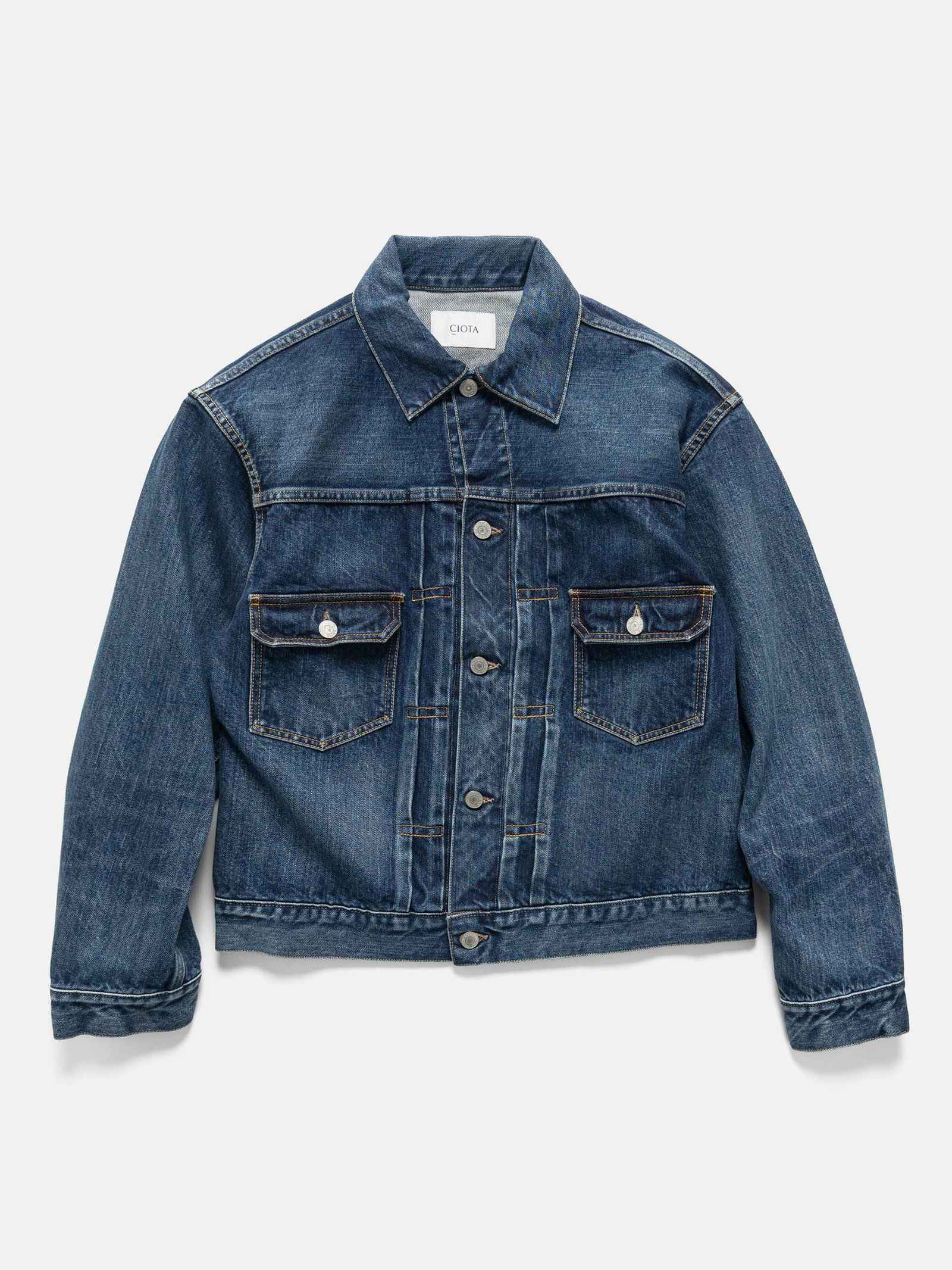 Image of Double Pocket Denim Jacket Medium Blue