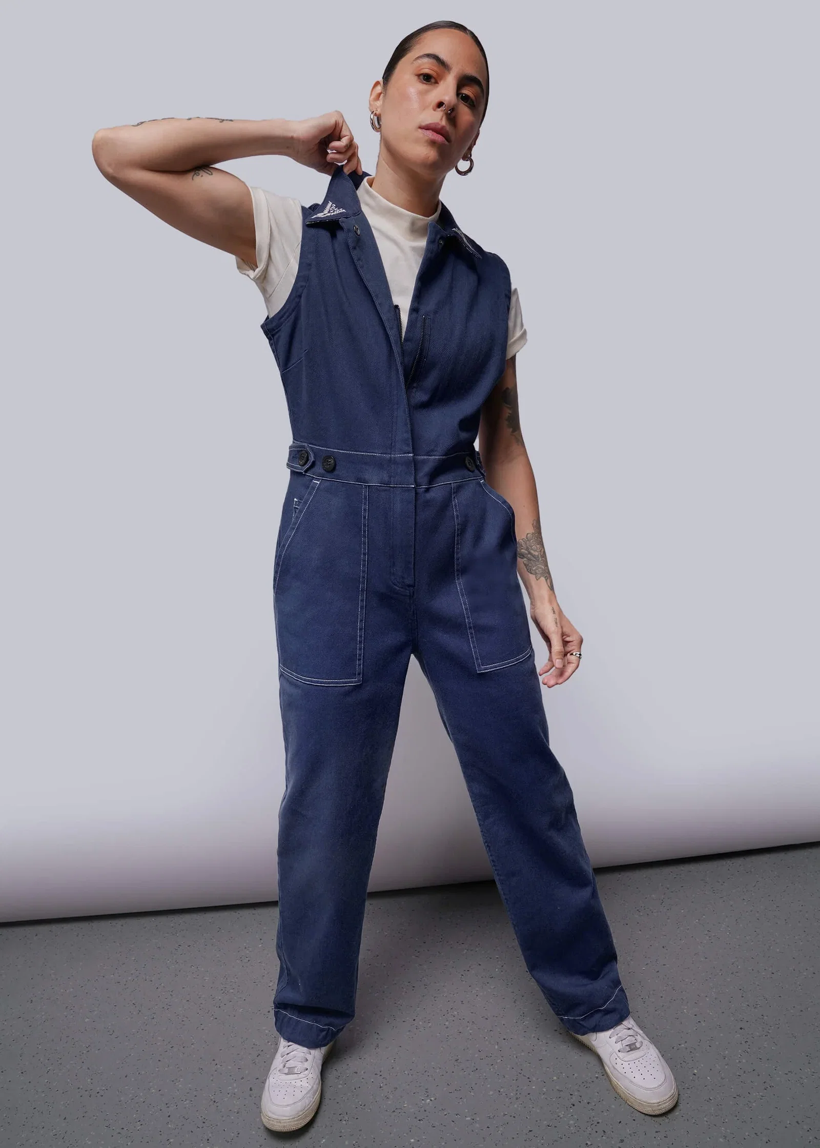 Image of Juliette Lewis X Wildfang Sleeveless Denim Coverall