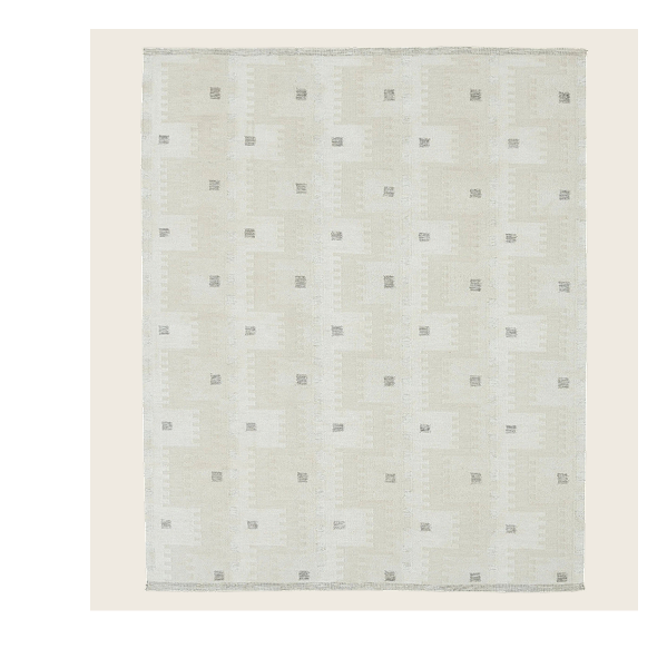 Beige Swedish Inspired Art Silk Wool Blend Kilim Rug - 8' x 10'