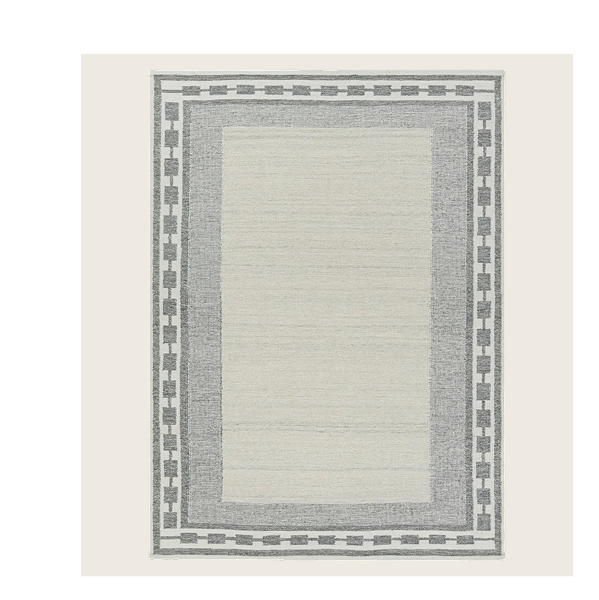 White Flatweave Swedish Inspired Wool Rug - 9'3" x 12'10"
