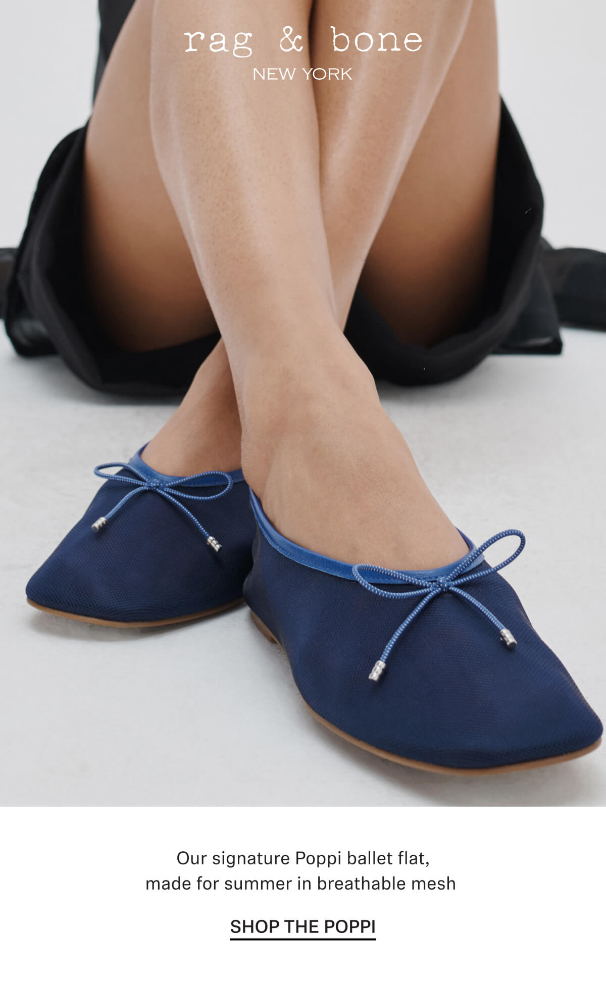 Our signature Poppi ballet flat, made for summer in breathable mesh