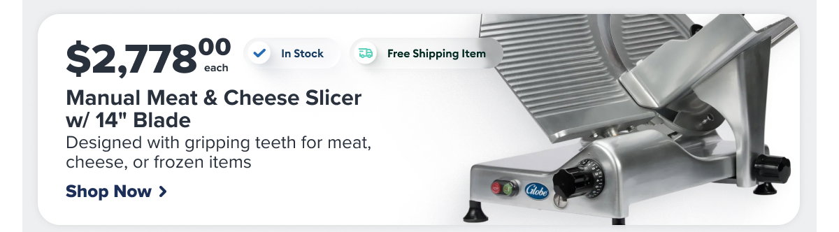 Globe G14 Manual Meat & Cheese Slicer w/ 14" Blade - Belt Driven, 1/2 hp