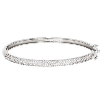 White Lab Created Sapphire Rhodium Over Brass Bangle 2.13ctw