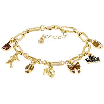 Multi-Color Enamel & Crystal Gold Tone  \"Game Day\" Charm Bracelet