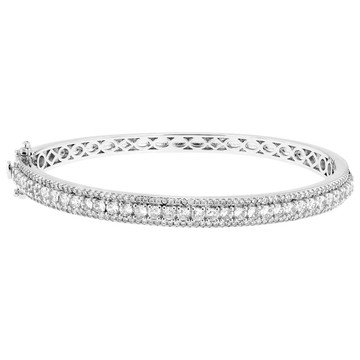 White Cubic Zirconia Rhodium Plated Bangle Bracelet 4.85ctw