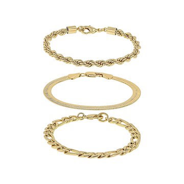 Gold Tone Set of 3 Chain Bracelets