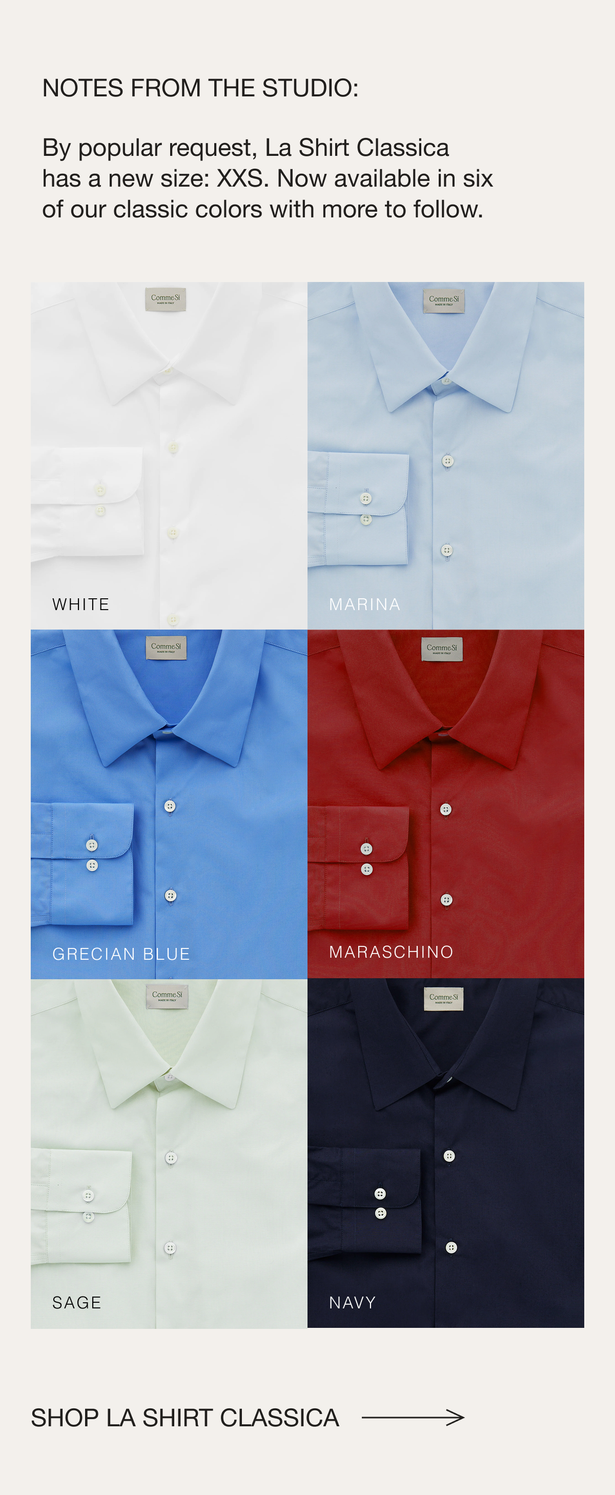 Notes from the studio: La Shirt Classica, XXS