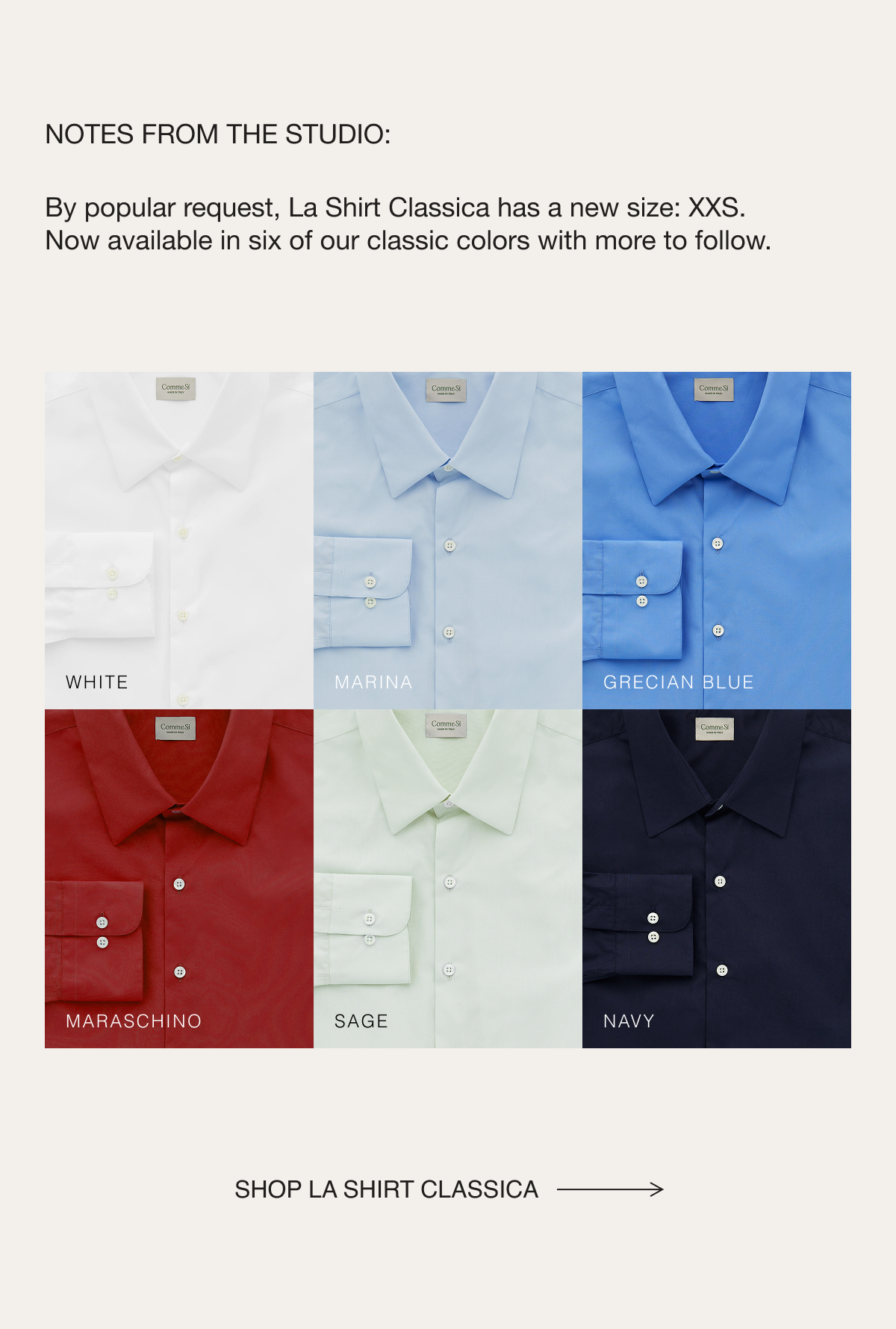 Notes from the studio: La Shirt Classica, XXS