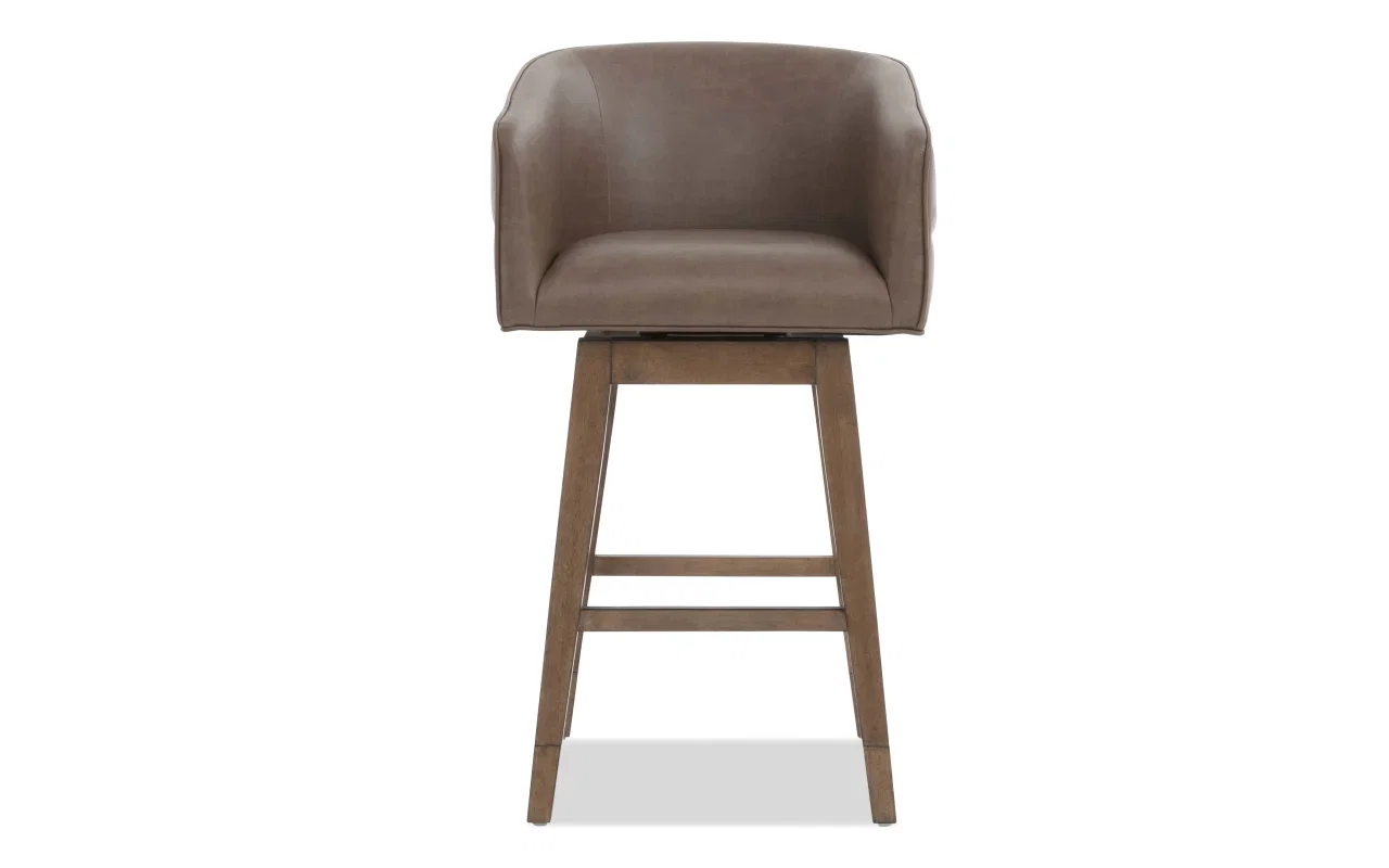 Hayes Black & Brown Faux Leather Solid Back Upholstered Adjustable Height Swivel Stool