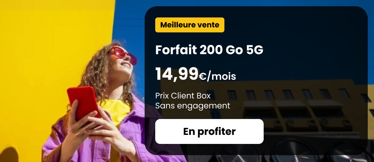 Forfait 200 Go 5G à 14,99€/mois SFR