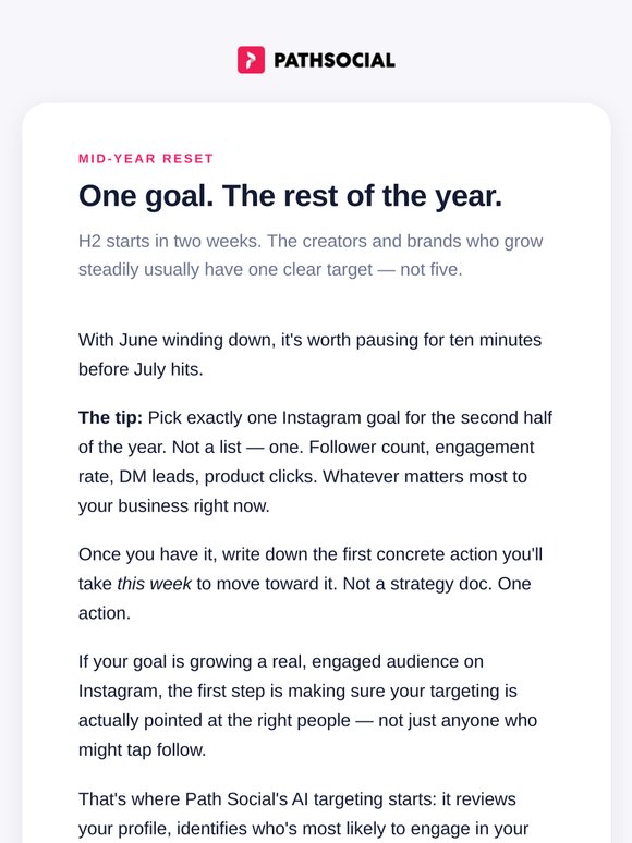 Pick one Instagram goal for H2