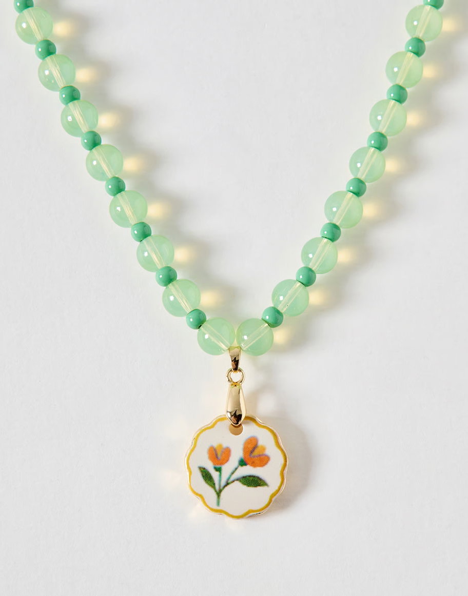 Jocelyn Flower Pendant Beaded Necklace